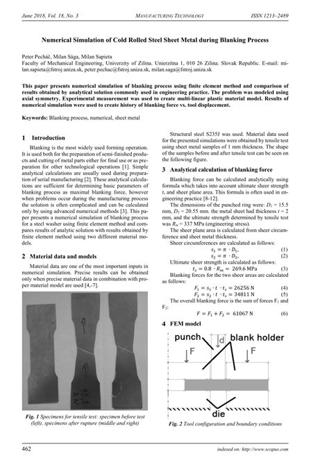 on the numerical simulation of sheet metal blanking process|numerical simulation of sheet.